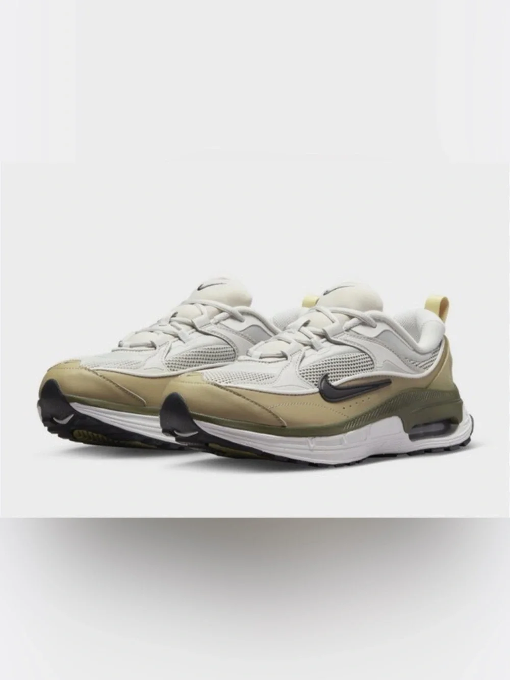 Nike Air Max Bliss White and Olive Green Sneakers sporty athletic athlete shoes